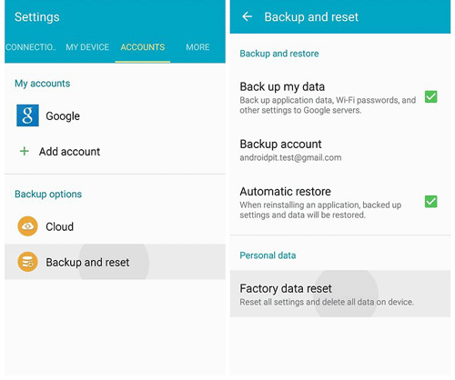 réinitialiser le téléphone Samsung aux paramètres d'usine