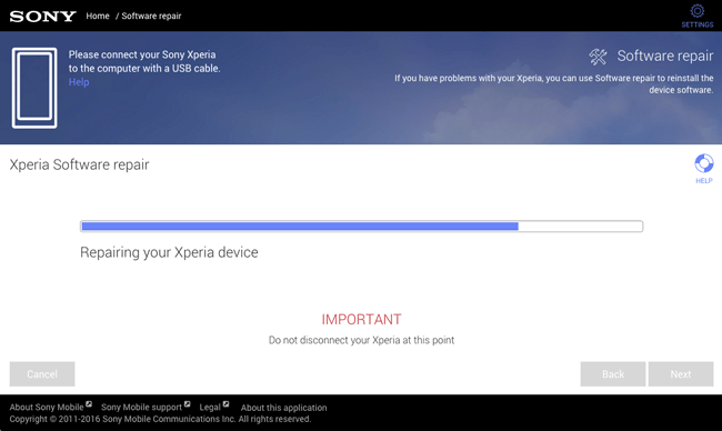factory reset sony with xperia software repair
