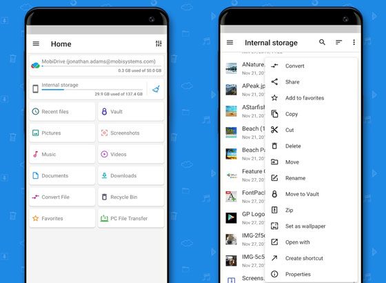 file commander est un gestionnaire Android utile