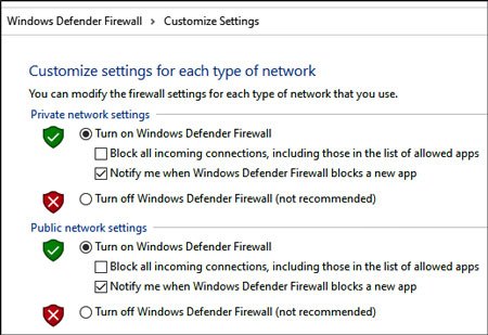 Schalten Sie die Firewall auf dem PC vorübergehend aus, damit OneDrive funktioniert