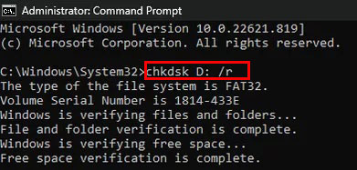 utilisez chkdsk pour réparer une carte SD Android corrompue