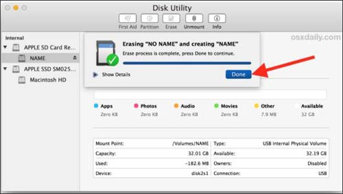 fix samsung sd card on mac