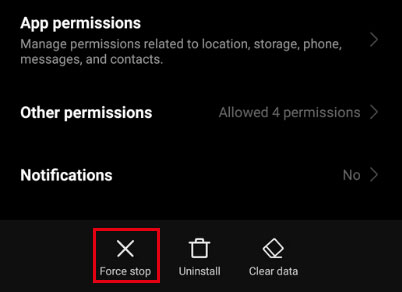 force close the app when you can't download files from whatsapp