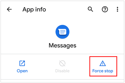 force stop messages on android