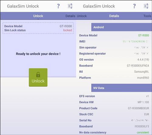 débloquer le verrouillage SIM sur Android via le déverrouillage GalaxySim