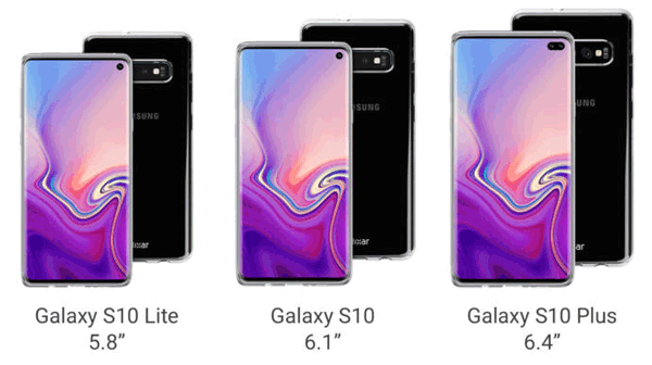 Samsung Galaxy S10 in verschiedenen Größen