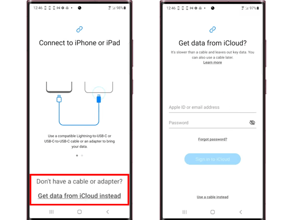transfer data from icloud to samsung via smart switch