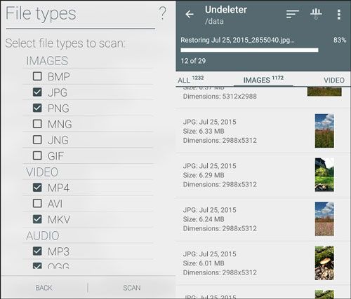 recover pictures after android factory reset with undeleter