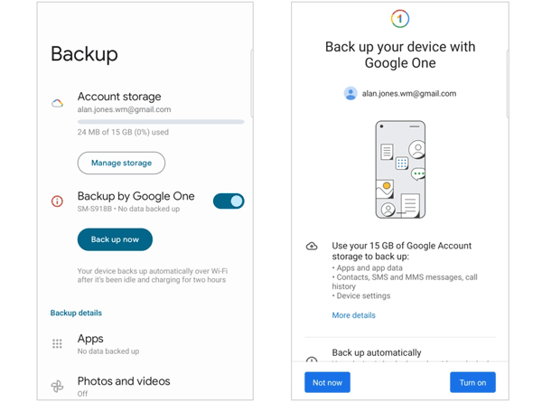 Googleバックアップでサムスンの携帯電話をバックアップする