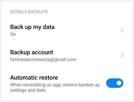 back up xiaomi to google account