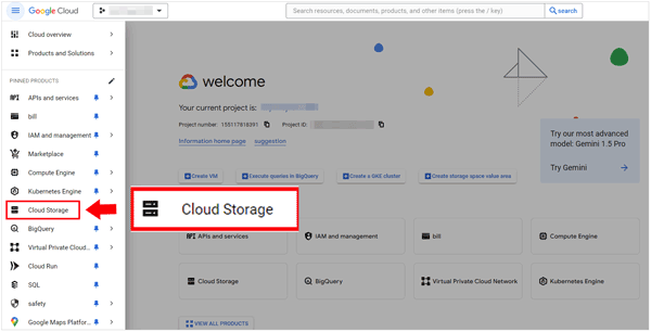manage cloud storage on android via webpage of google cloud platform