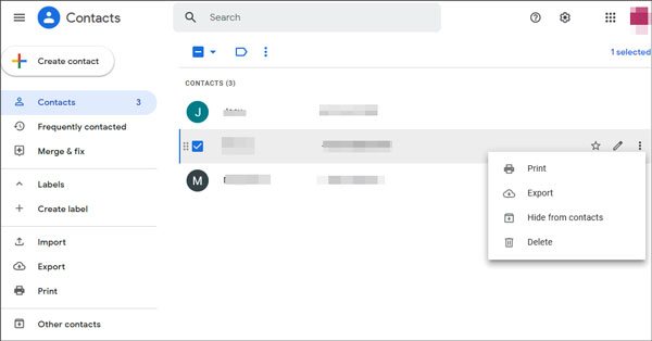 clear contacts via google contacts