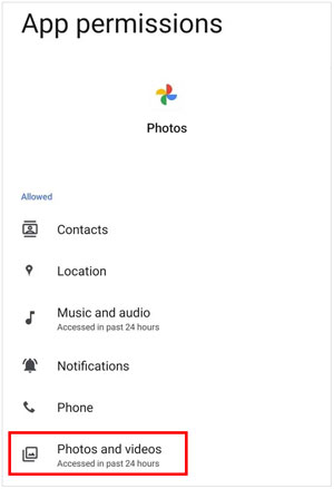 autoriser Google Photos à accéder à vos photos