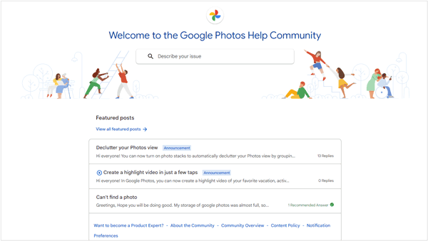 go to google photos help community to get help