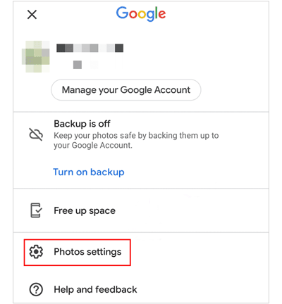 unsync google photos on android via photos settings