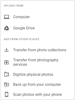 upload photos to google photos