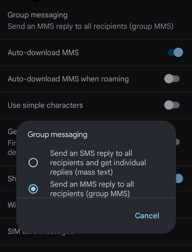 Envoyer un message de groupe sur Android avec l'application Messages de Google