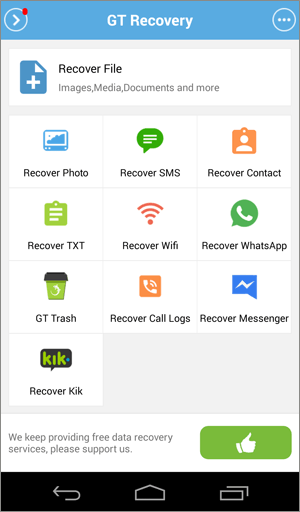 Verwenden Sie die GT-Recovery-App, um gelöschte Textnachrichten wiederherzustellen