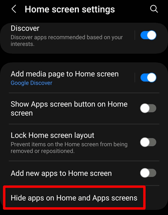 hide apps on samsung