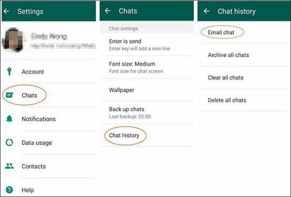 Senden Sie WhatsApp per E-Mail von Android an Huawei