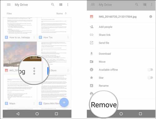 如何从Android上的谷歌驱动器中永久删除图片