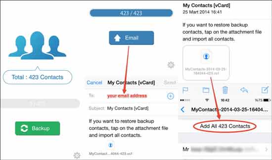 how to sync contacts from iphone to android with my contacts backup