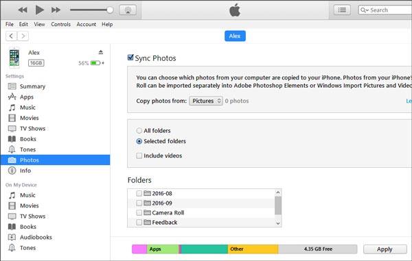 get photos off iphone onto hp laptop via itunes