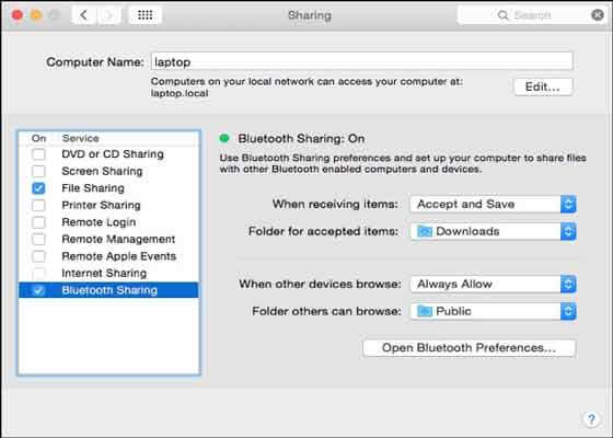 Teilen Sie Dateien über Bluetooth von Android auf den Mac