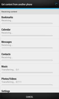 transfer data to the new htc phone via htc transfer tool