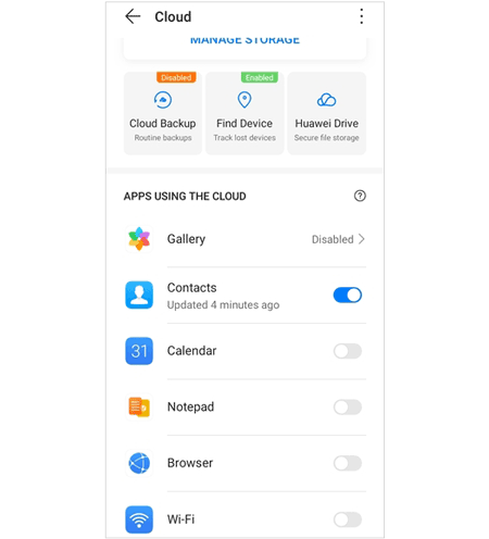 Kontakte mit der Huawei-Cloud synchronisieren