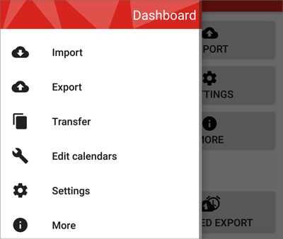 export samsung calendar to google calendar via ical import or export app