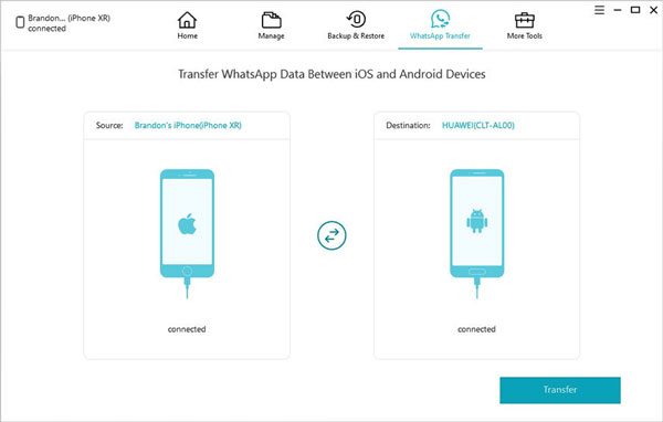 use icarefone for whatsapp transfer