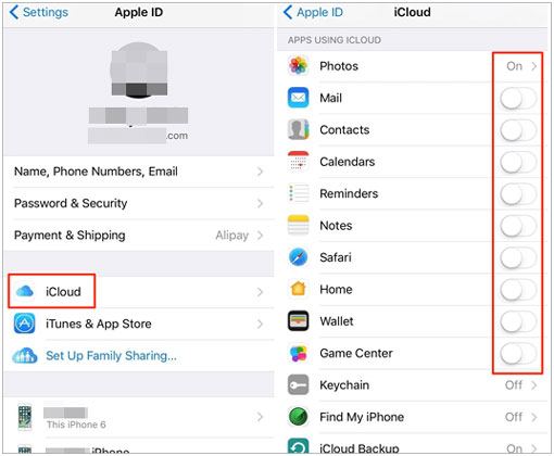 switch to another iphone via icloud syncing