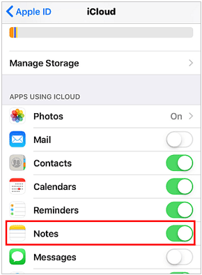 sync samsung notes to icloud on an iphone
