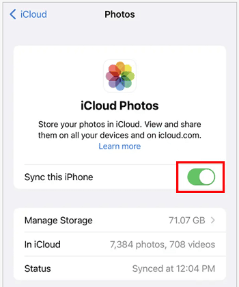 stop icloud syncing photos on your iphone