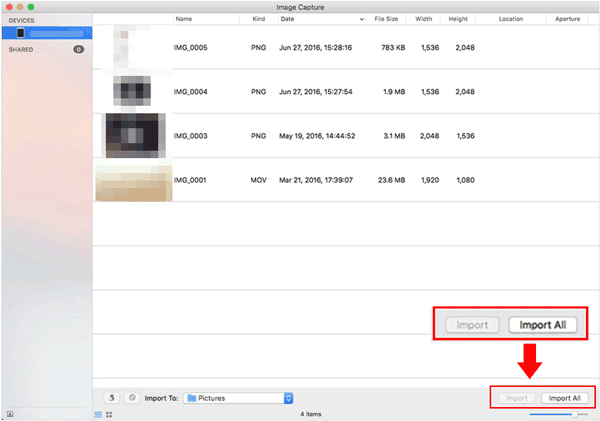 import photos from mac to samsung with image capture