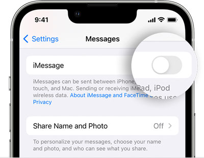turn off imessage on iphone
