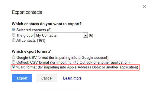 transfer contacts to mac with google account