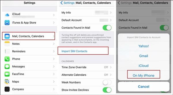 import contacts to the iphone using a sim card