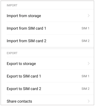 Mi-Kontakte auf Sim exportieren