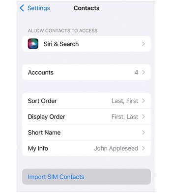 importer des contacts Android sur iPhone à l'aide d'une carte SIM
