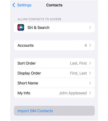 import android contacts to iphone using a sim card