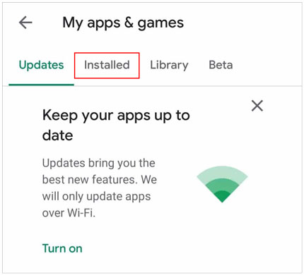 find the installed app on play store