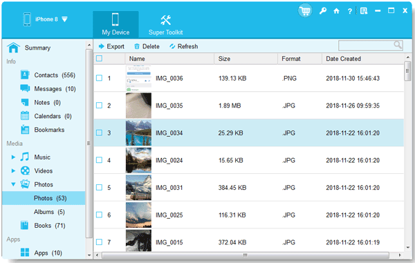 exporter rapidement des photos iPhone vers une carte SD