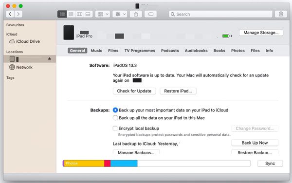 use finder to back up old iphone data to mac