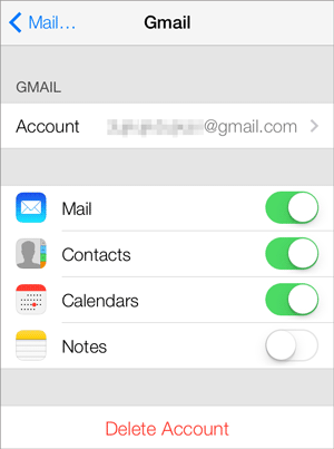セットアップ後にGmail経由でAndroidからiPhoneにデータを同期します