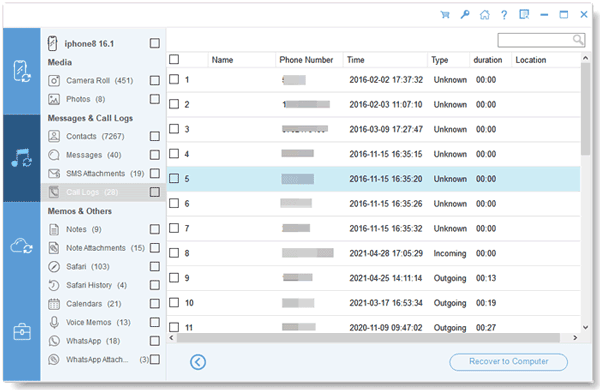 exporter les journaux d'appels à partir de la sauvegarde iTunes