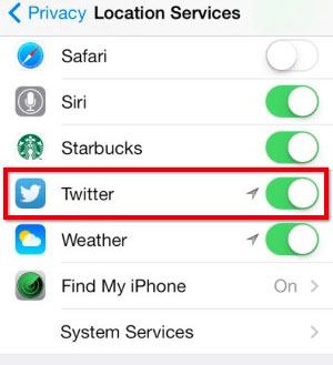 turn on or off twitter tracking on a phone