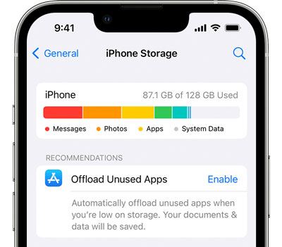 vérifier le stockage de l'iPhone