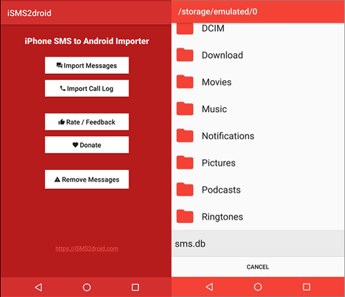 transfer sms from iphone to android with isms2droid